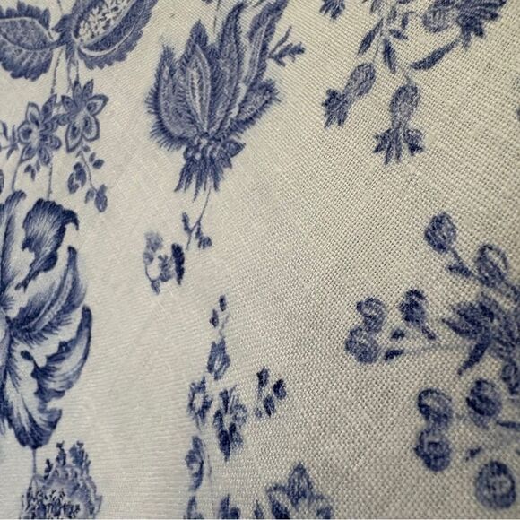 J Marco 100% Linen Blue & White Floral Sleeveless Top Women's sz XL preworn - Picture 5 of 7